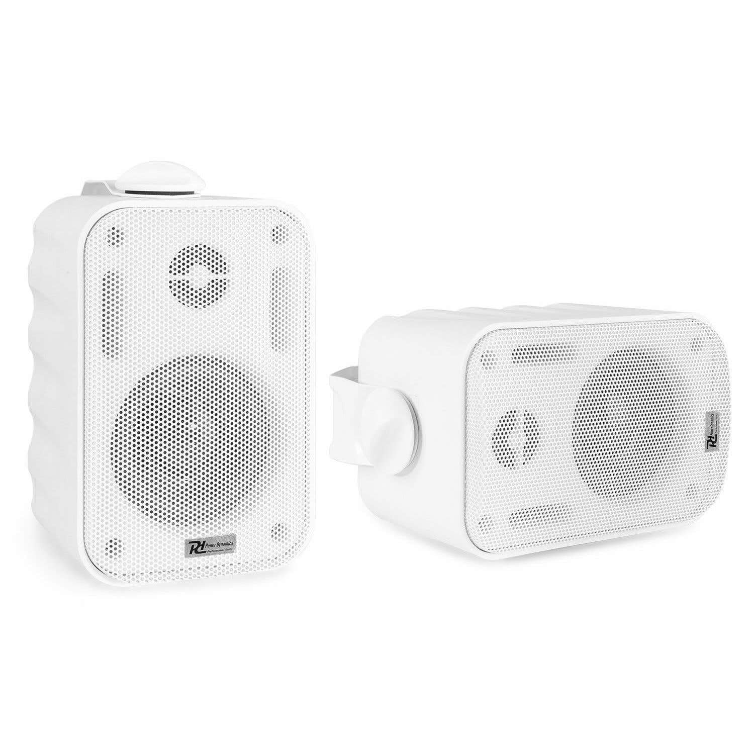Power Dynamics Pack Sistema de Sonido 6 Zonas con Amplificador Bluetooth 600W, 12 Altavoces Blancos IPX5, MP3, Radio FM, 6 Salidas Independientes y Mando, Ideal para Hogar, Oficinas y Negocios
