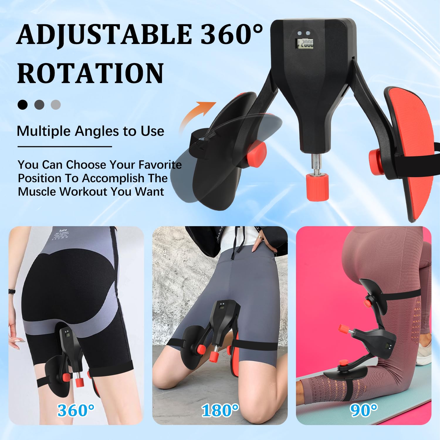 Entrenador Muscular de Suelo Pélvico para Hombres, Reparador Pélvico Multifuncional para Piernas con Contador, Ejercitador Muscular de Muslos Ajustable 360°