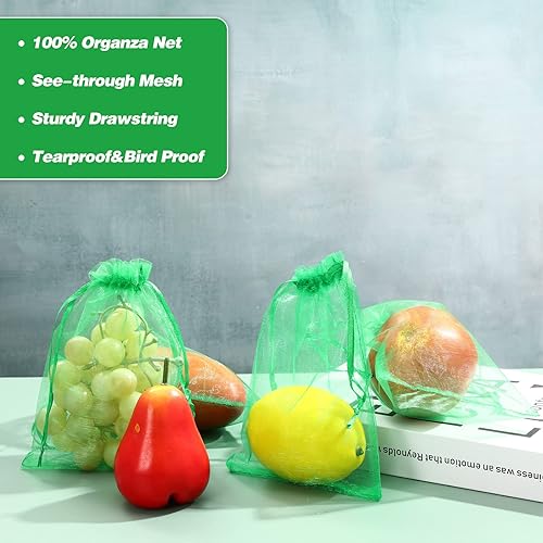 Miniatura 6 de 100 bolsas de protección de frutas, bolsas de red de frutas para árboles frutales, cubierta de jardín frutal, bolsa de malla de 5 x 7 pulgadas con