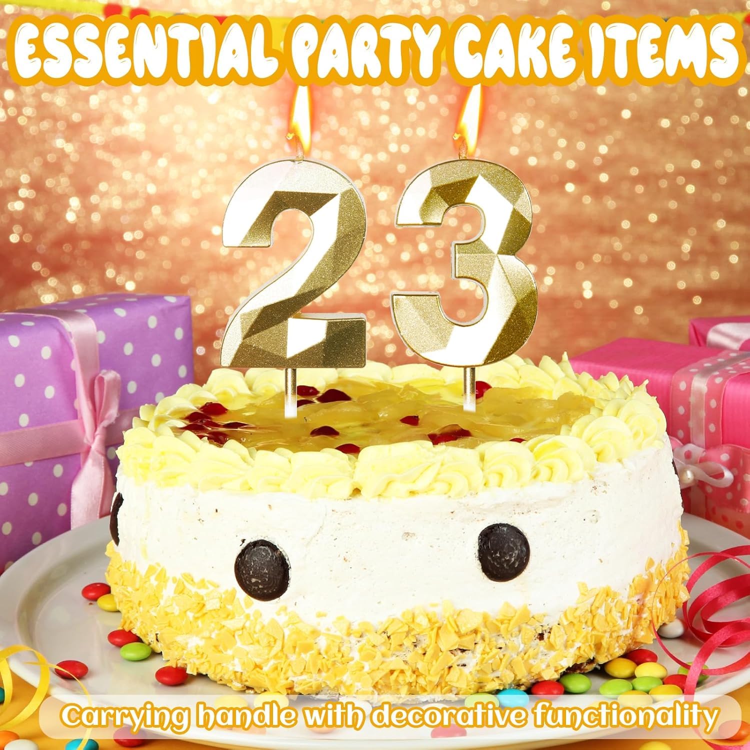 Bougies d'Anniversaire 78 Ans Dorées Numéro 78 Or pour Gâteau Décoration de Fête