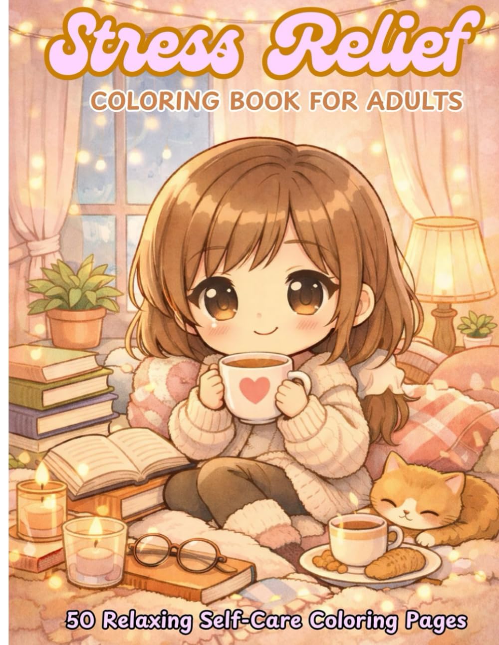 Stress Relief Coloring Book for Adults: 50 Relaxing Cute Girl Illustrations to Reduce Anxiety, Calm the Mind, and Unwind