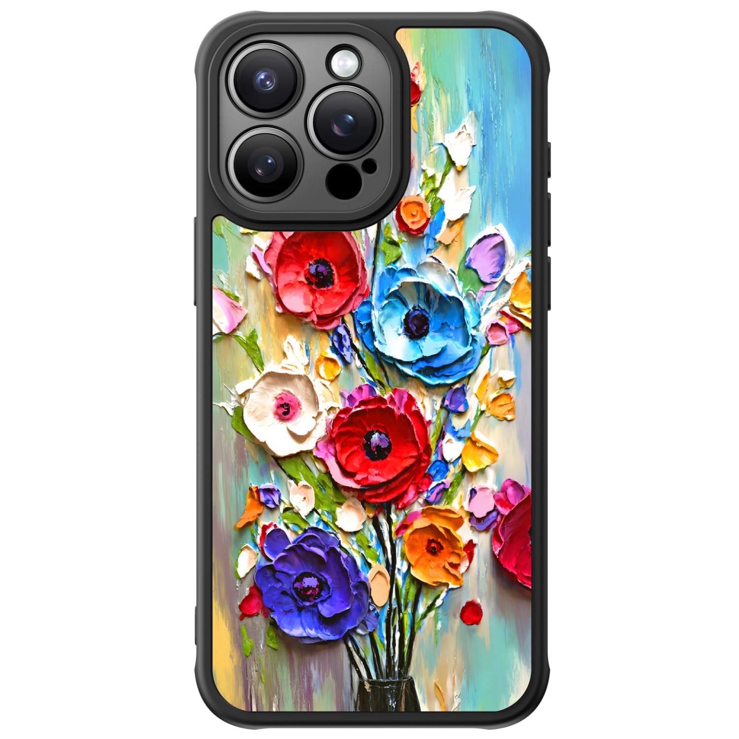 FUNMIKO Case for iPhone 14 Pro - Wireless Charging & Military-Grade Protection - Wildflower Design for Women Girls, Non-Slip Matte Cover