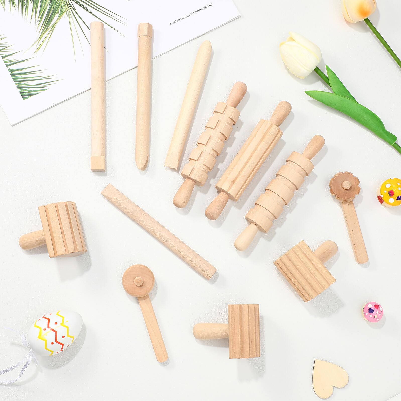 Set D'outils en Bois pour Argile et Pâte à Modeler, Surface Lisse sans Bavure, Matériau Synthétique, pour Créativité et Loisirs des Garçon et Filles