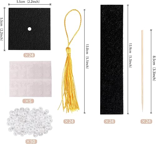 Miniatura 10 de Rsstarxi Paquete de 36 adornos para cupcakes de graduación 2023 con borlas adhesivas, puntos adhesivos, decoraciones de chocolate para la clase de