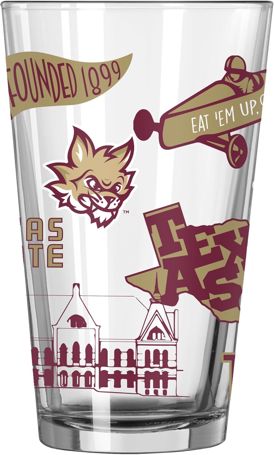 FANMATS NCAA 16 oz Pint Glass — Officially Licensed | Glassware | 16 Fluid Ounces | Native Icons Design
