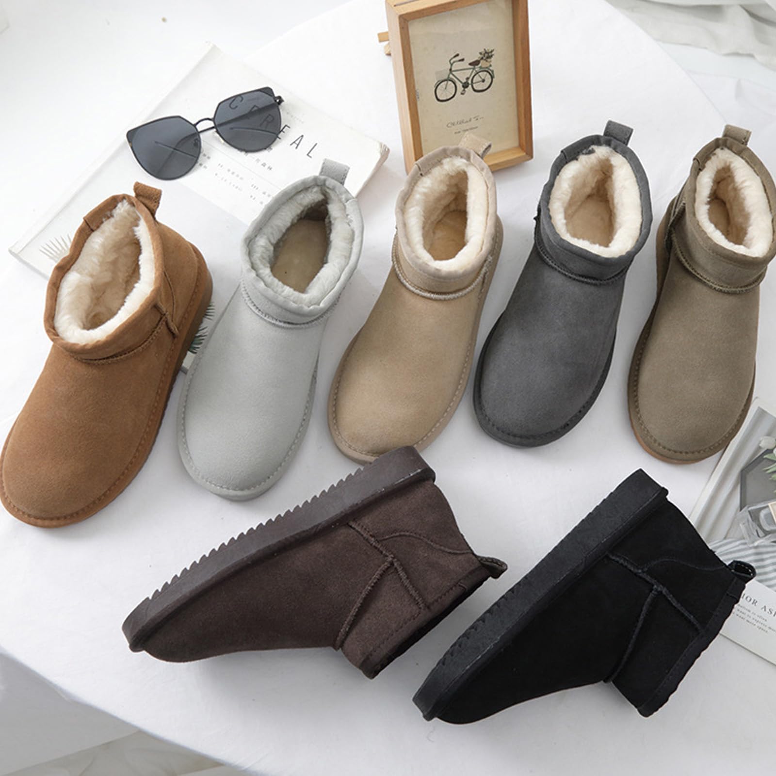 Wolkis 2.0 fell boots damen, Women's Extra Mini Winter Boot, Mini Boots for Women Winter Warm, Winter Boots für Den Außenbereich, Mini Ankle Boots with Fur Lined