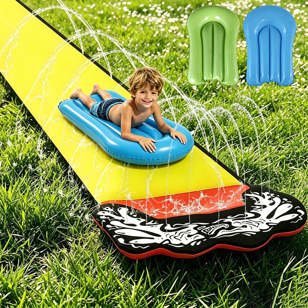 Mineup 480 * 70cm Toboggan Aquatique, Toboggan pour Pelouse, Tapis De Glisse Eau Enfant avec Bodyboards, Jet d'eau pour Enfants Et Adultes, Jeux D'ea en Extérieur, Fête D'été, Jardin Pelouse