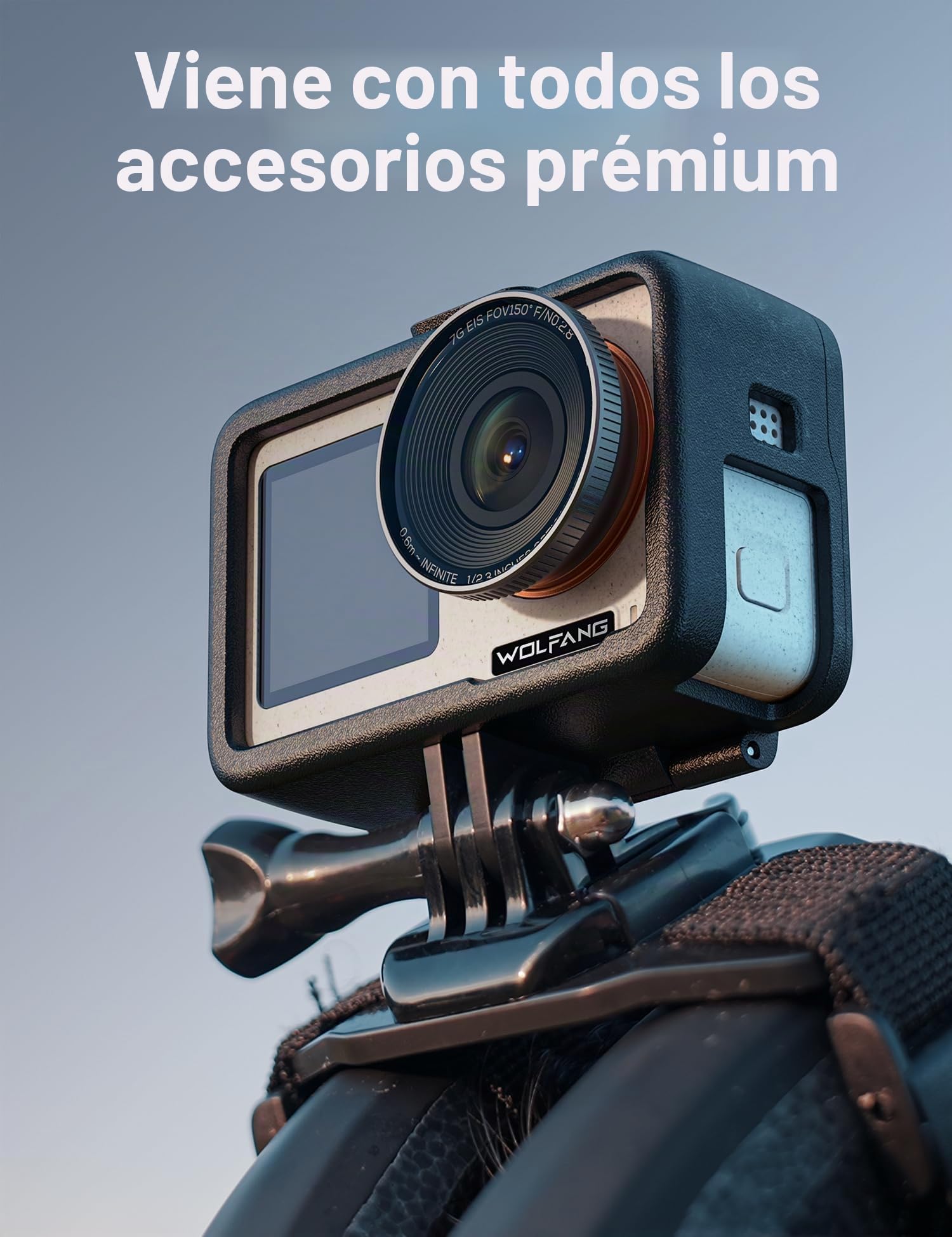 WOLFANG Seeker One Action CAM, 4K 60FPS Double écran Couleur, caméra Sous-Marine étanche de 16 Pieds, fov Ultra Large 150°, caméra Casque de Casque au ralenti 6X Avec stabilisation d'image GO Ape Tec
