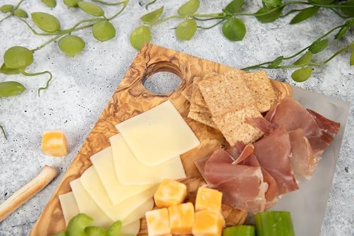 Miniatura 6 de Urthwood Studios - Tabla de embutidos de madera de olivo hecha a mano con resina epoxi, tablas de queso y bandeja de servir para fiestas, tabla de