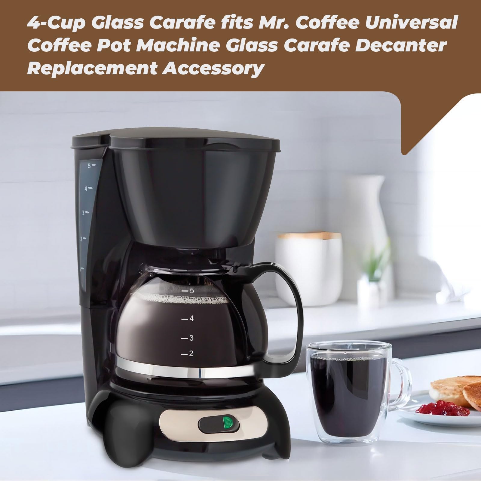 Amazon.com: 4-Cup Glass Carafe fits for Mr.Coffee,Universal Coffee Pot  Machine Glass Carafe Decanter Replacement Accessory with Easy Pour Spout  and Comfortable Grip Handle: Home & Kitchen