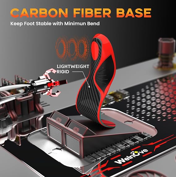Carbon Fiber Insoles for Men: Enhance Sport Performance in Running & Jump for Athletes, Plantar Fasciitis Relief Inserts, XXL, 12-13 Women, 10-11 Men
