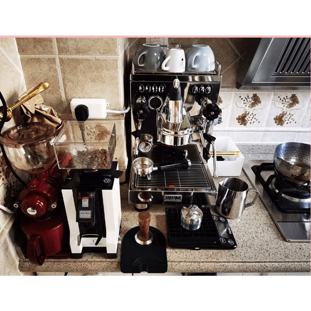 PANGBOER Tappetino per caffè espresso in vero legno, in acciaio inox, con martello in polvere pressata rimovibile