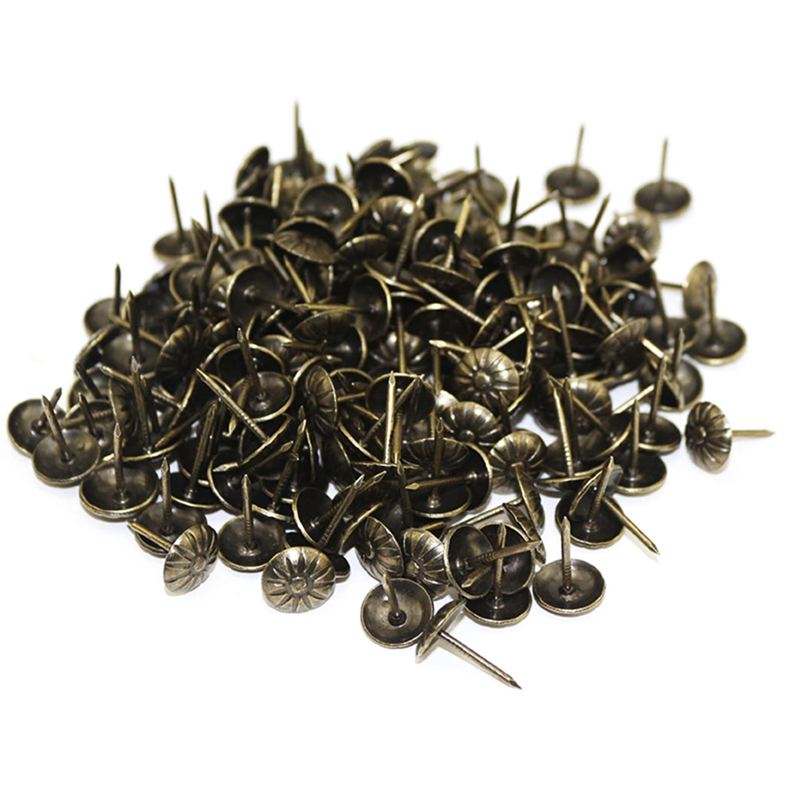 Zwwaazhf Green Bronze 100 Pcs Antique Furniture Nail Decorative Tacks Upholstery Nail For Upholstered Cork Board Or Projects Decorative Tacks For Wood Upholstery Nails Cork Board Wall Hangings