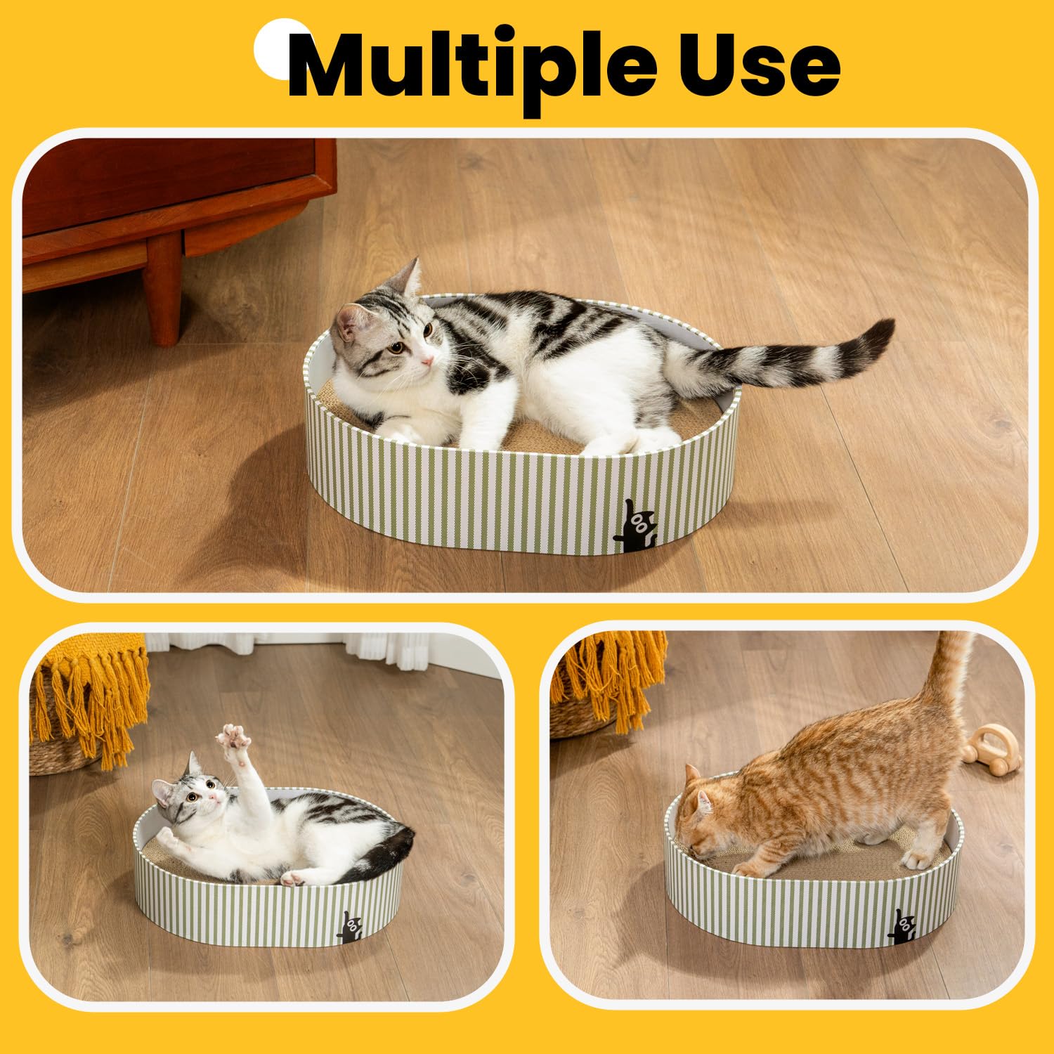 Conlun Griffoir pour Chat avec 4 Planches Grattage, Boîte Grattoir Chat Carton Ondulé Réversible Résistant pour Chats d'Intérieur, Couchage et Mobilier pour Chats, Cadeau pour Chatons, Grand Modèle