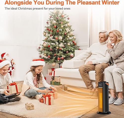Miniatura 7 de Grelife Calentador de espacio para uso en interiores, calentador de espacio de cerámica de 18 pulgadas y 1500 W, calentamiento rápido, oscilación