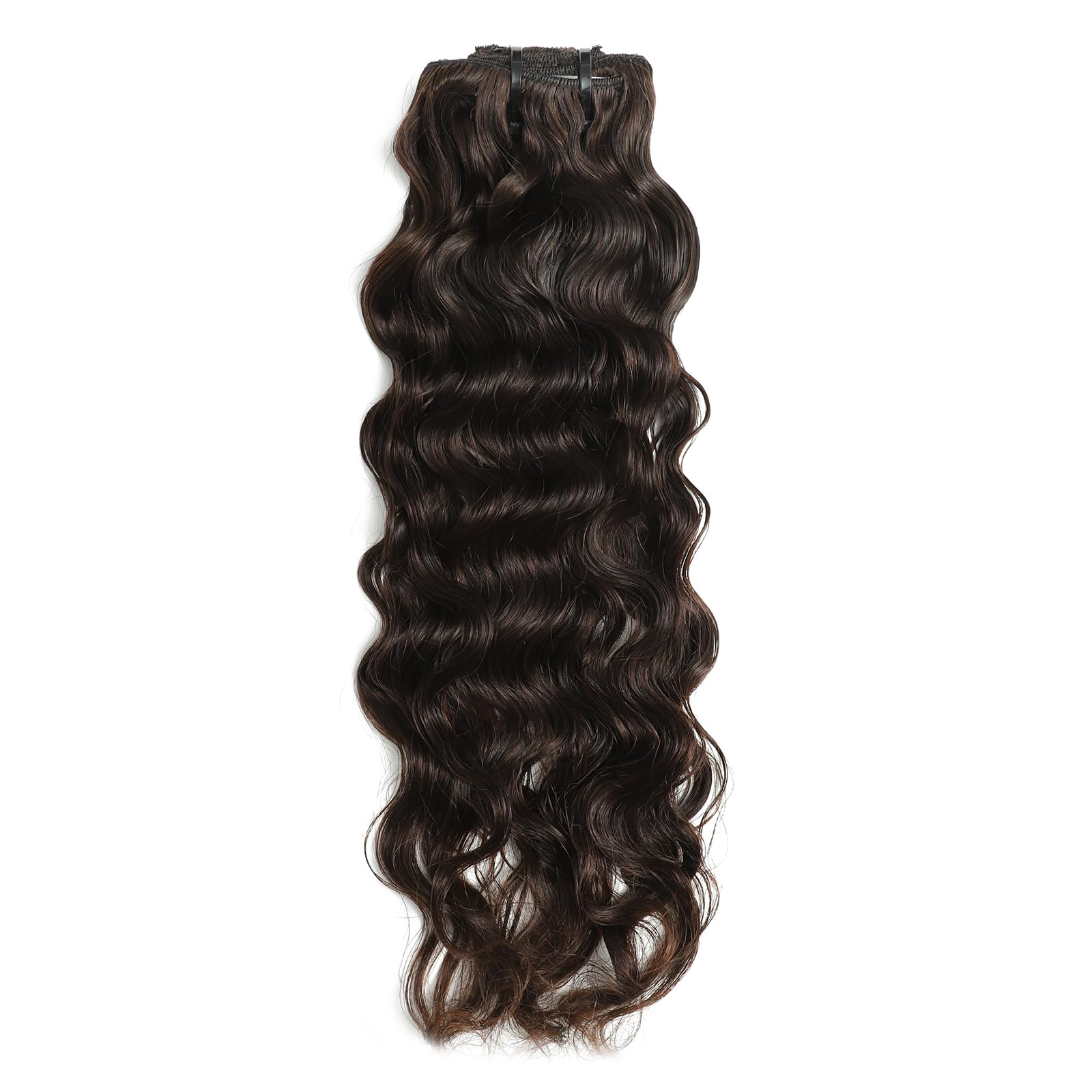 Extensiones de pelo Larafona Clip In de cabello natural, 100% extensiones de pelo Remy de cabello humano, color marrón oscuro 2#, gran rizo, 20 pulgadas/50 cm