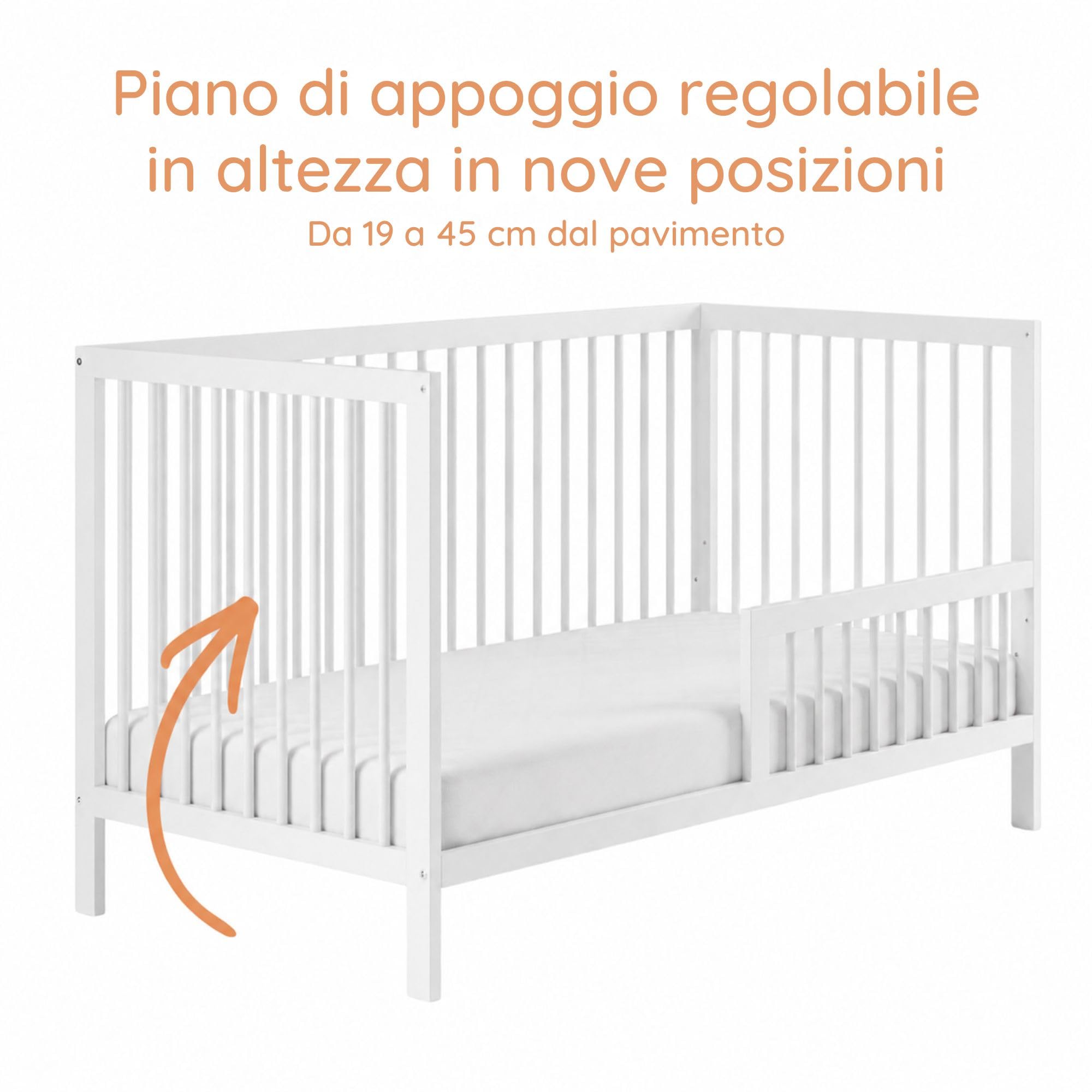 Kids Collective Lettino per Neonati Lettino a sponde con Protezione anticaduta Robusto Legno di faggio Lettino Junior Prodotto in Europa Mobili per camerette e camere dei Ragazzi | 70x140 cm | Bianco
