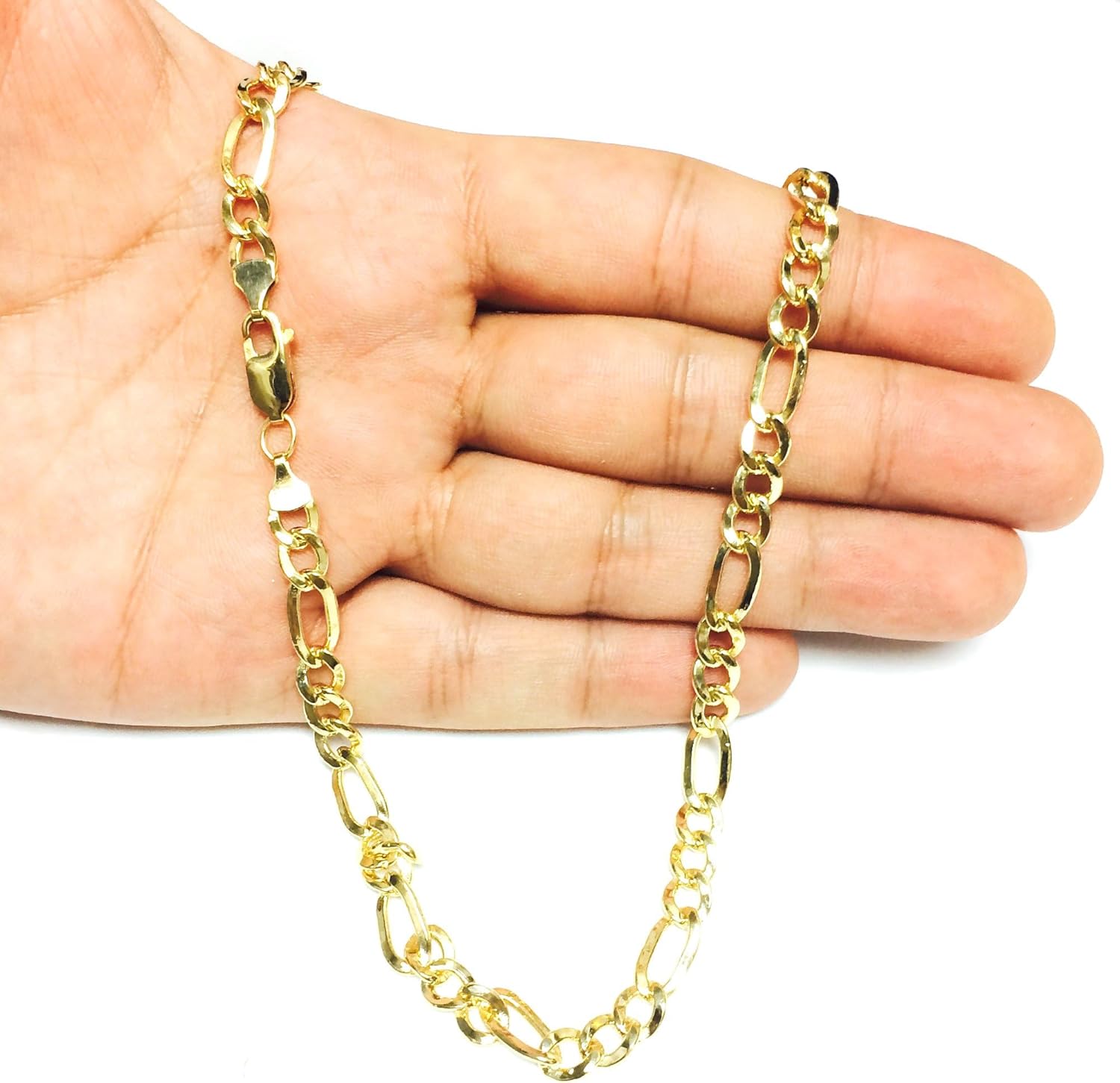 Jewelry Affairs 14K Yellow Gold Filled Solid Figaro Chain Necklace, 7.0 mm - Image 5