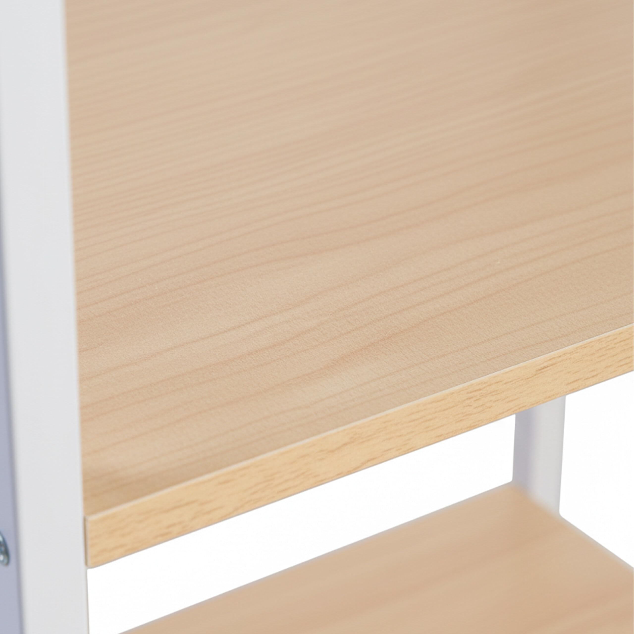 Relaxdays Carrello da Cucina, 3 Ripiani, 6 Ganci S, HxLxP: 89x80x40 cm, MDF & Acciaio, Naturale/Bianco