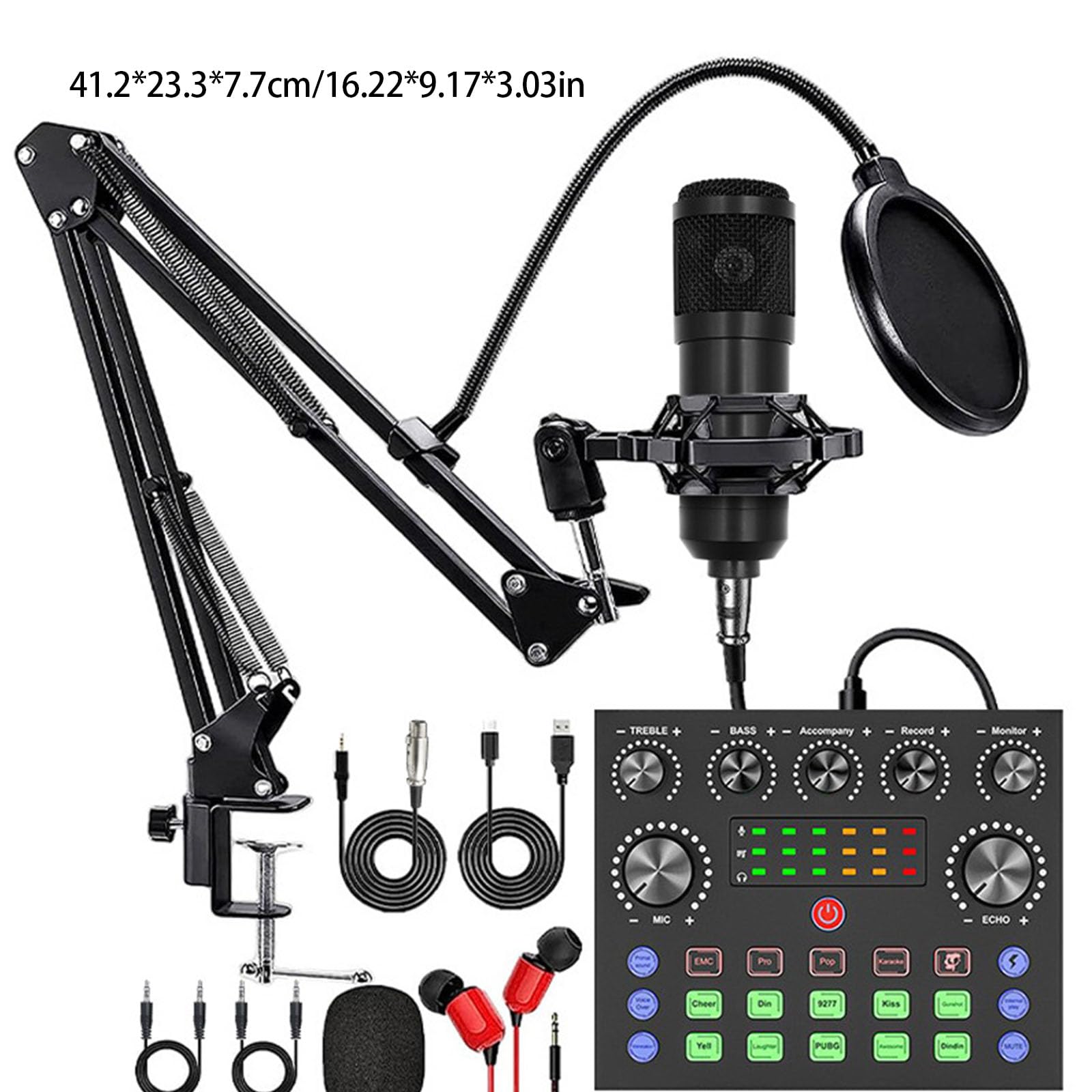 Podcast Setup per più dispositivi con scheda audio V8S con modulazione vocale e microfono antirumore BM800 per Content Creators Podcast Strumento di registrazione