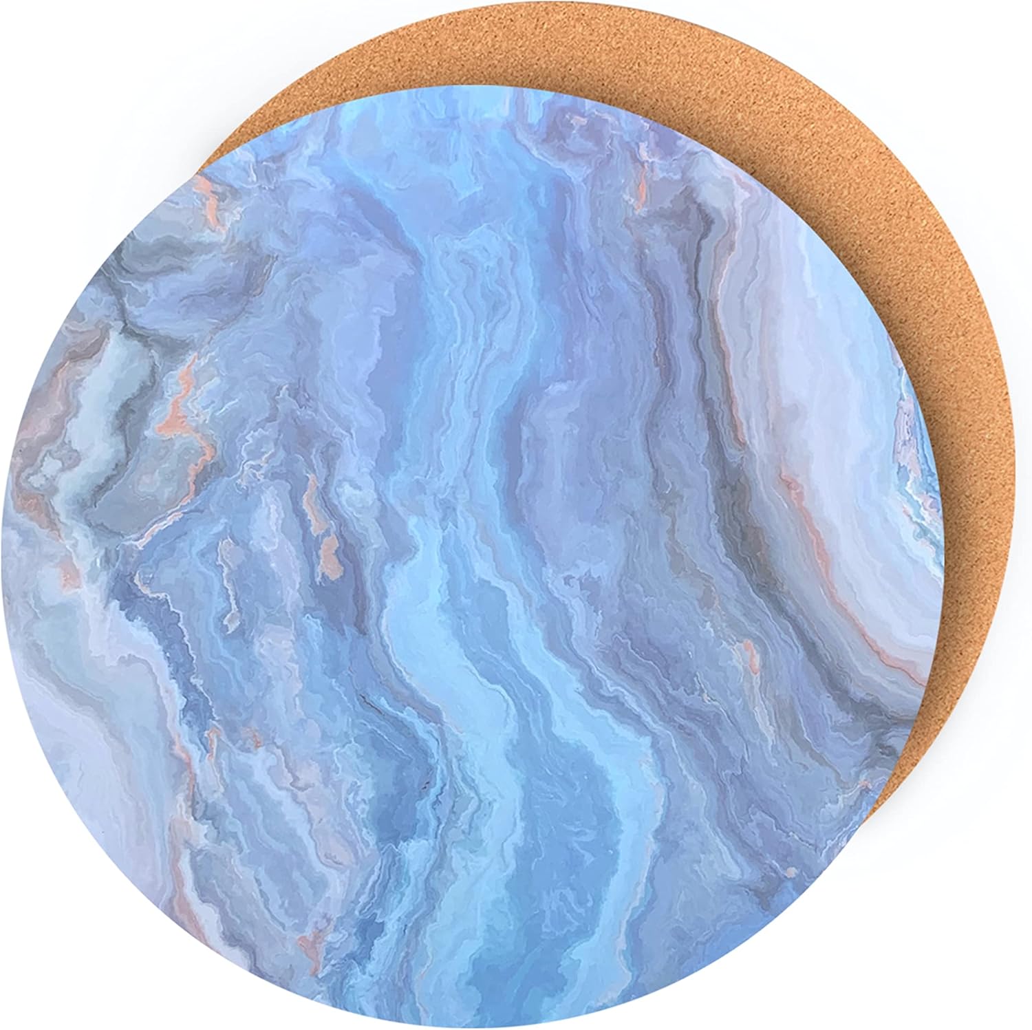 Navy Marble Round Cork Placemats Set of 6