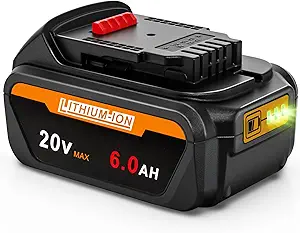 20V 6.0Ah Lithium-ion Battery Replacement for Dewalt DCB200 DCB204 DCB201 DCB205 DCB207 DCB206 20V Battery Compatible with Dewalt 20V Battery Series Cordless Power Tools