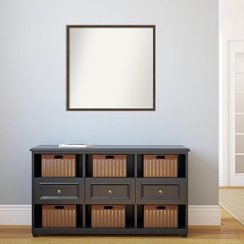 Miniatura 4 de Amanti Art Brown Bathroom Mirror for Over Sink, 28x29 Custom Made Hardwood Wedge Mocha Rectangle Vanity Mirror, Large Modern Wood Frame, Hangs