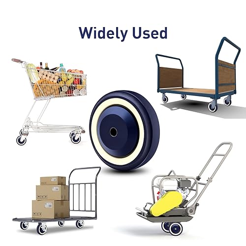 Miniatura 3 de Ruedas de 4 pulgadas para carrito, ruedas de repuesto de carrito de compras de eje de 38 pulgadas, ruedas de poliuretano, cada rueda carga 300 libras