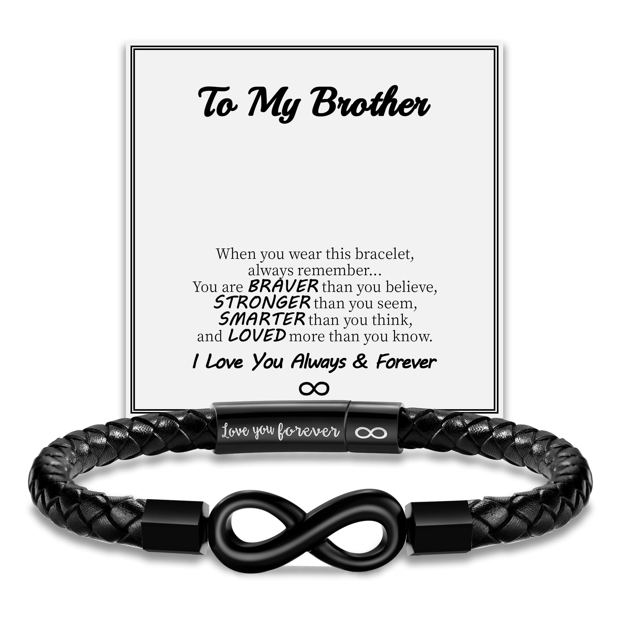 Leather Bracelet Gifts for Men, To My Son Bracelet Fathers Day Bracelet Gifts Dad Grandpa Love You Forever Engraved Birthday Valentines Graduation Gift Infinity Knot Jewelry