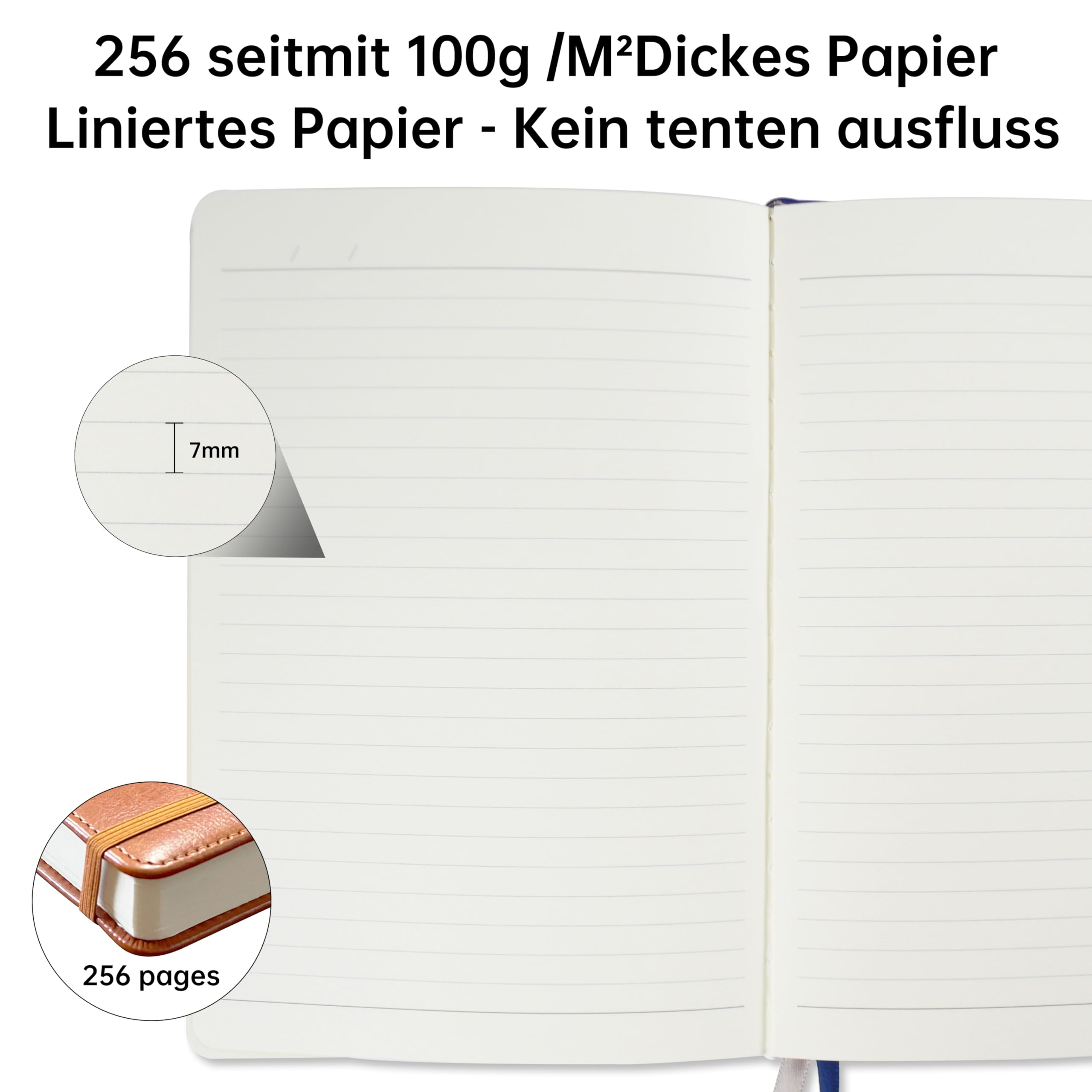 Notatnik Qefuna dla kobiet i mężczyzn, 256 stron A5 w twardej oprawie, skórzany notatnik do pracy, notatnik w linie z papierem 100 g/m², uchwyt na długopis 5,8 × 8,4 cala (Czerwony bordowy)