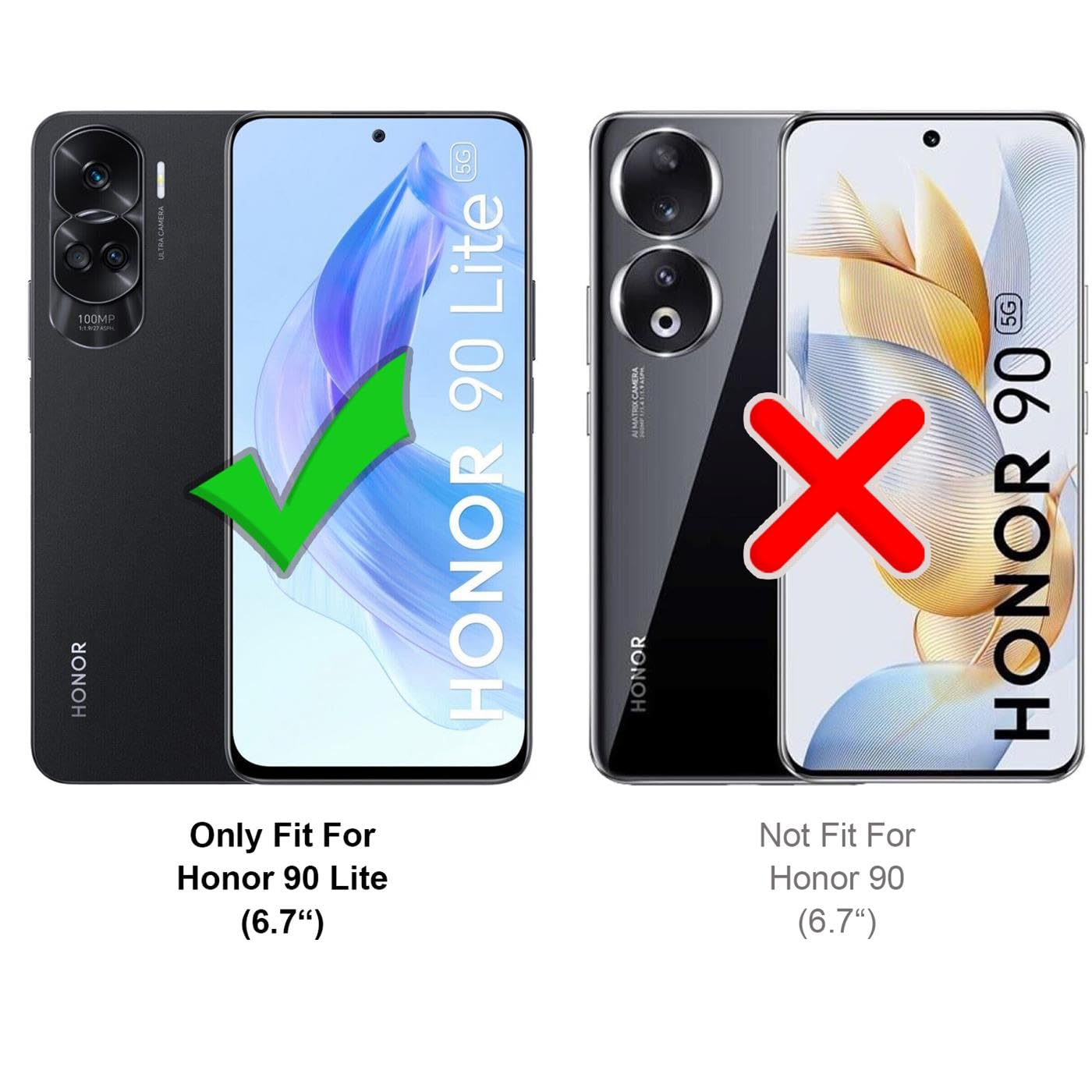Verco Custodia A Libro Per Honor 90 Lite 5G, Cover In Similpelle Con Portafoglio, Slot Per Carte E Banconote, Chiusura Magnetica, Supporto Per Video, Nera - 5