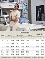 Vista 6 de COOFANDY Suéter de cuello alto falso para hombre, de manga corta, color sólido, básico, ajustado, de punto