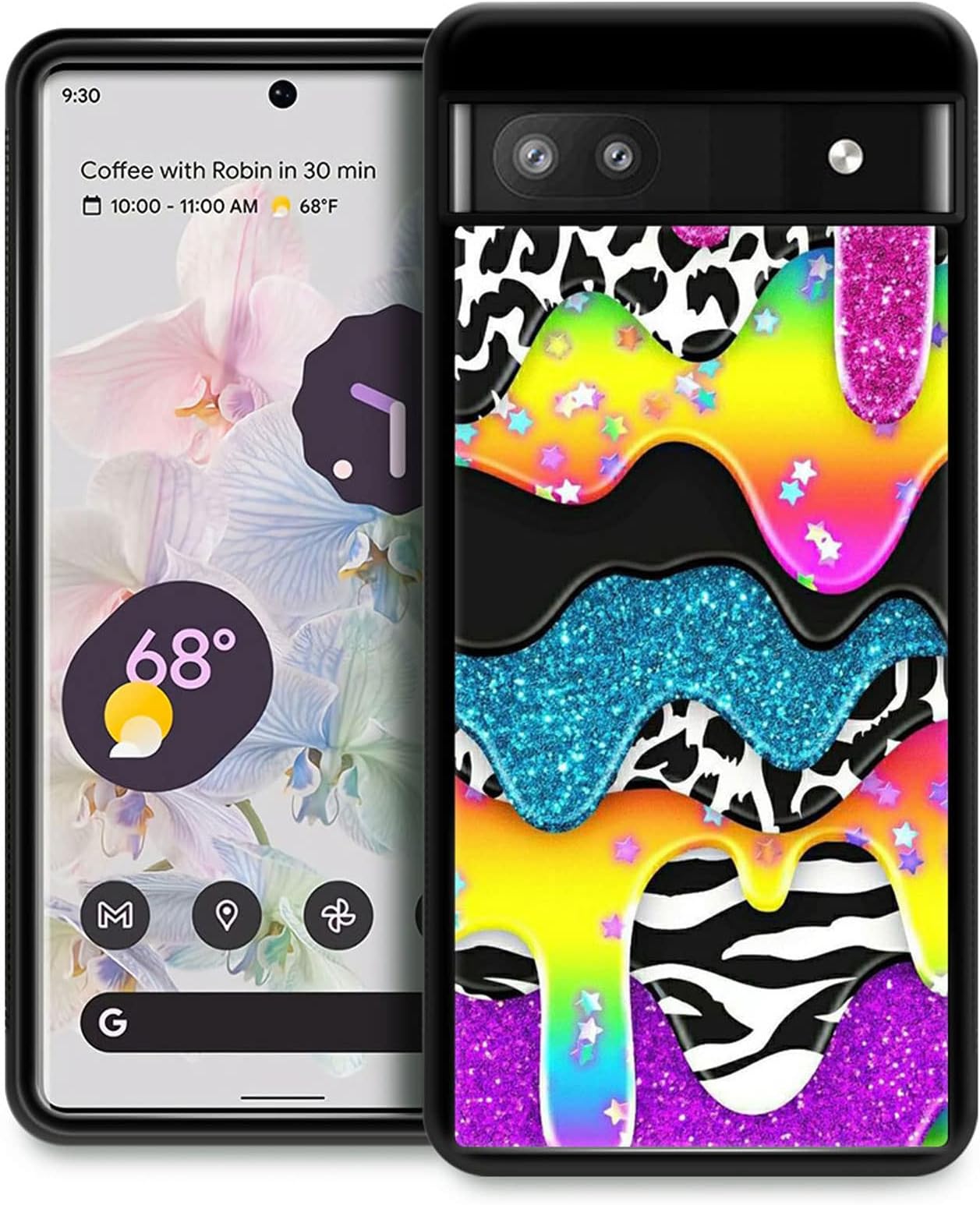 Google Pixel 6A, Color Glitter Cream Google Pixel 6A for Girl, Organic Acrylic Pattern Mobile Case Shell Black Cover Case Compatible with Google Pixel 6A 6.2 Inch