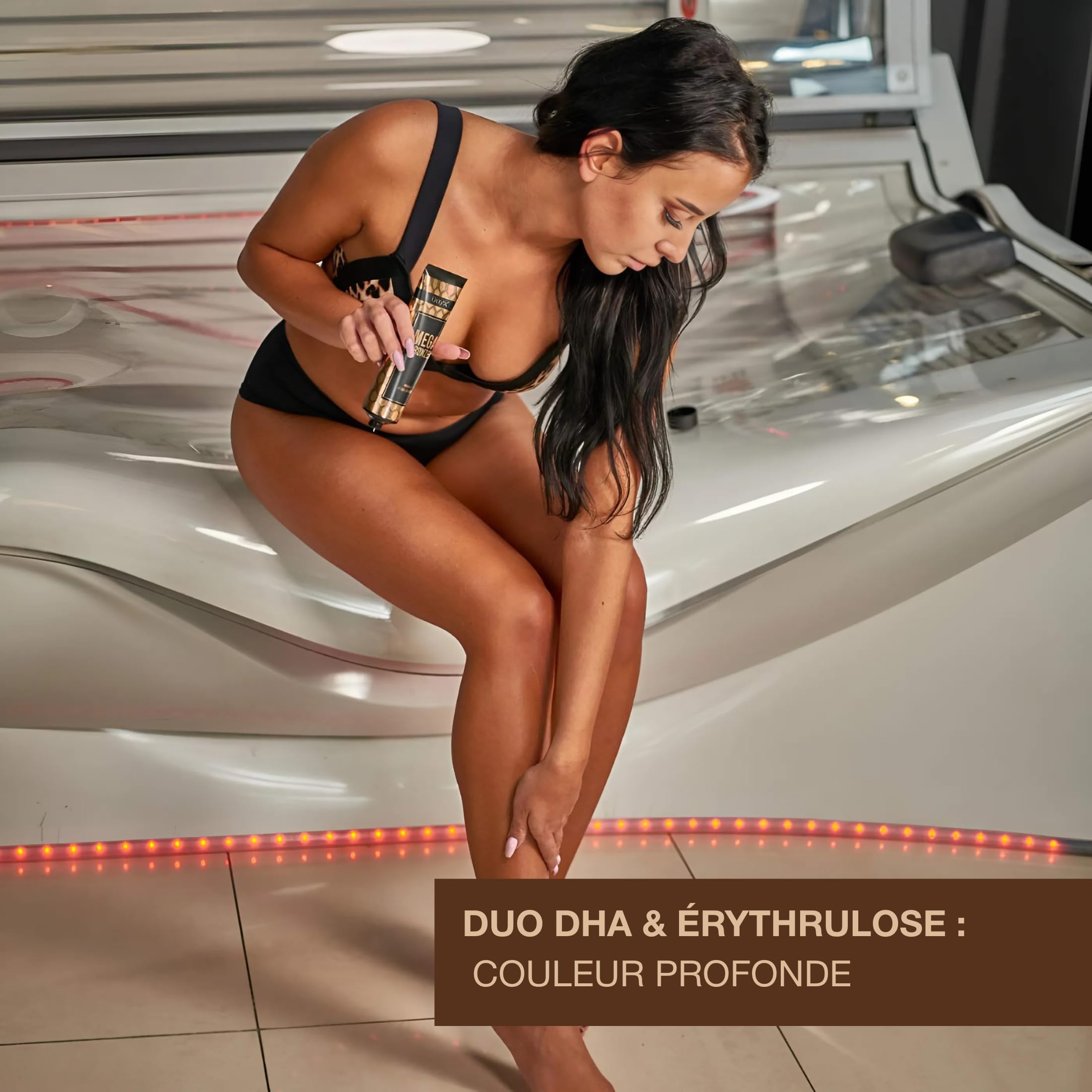 Mega Bronzer - Lotion Bronzante pour Cabine UV | Bronzage Intense et Foncé - Accélérateur de Bronzage avec DHA & Érythrulose pour une Couleur Profonde et Durable | 150 ml