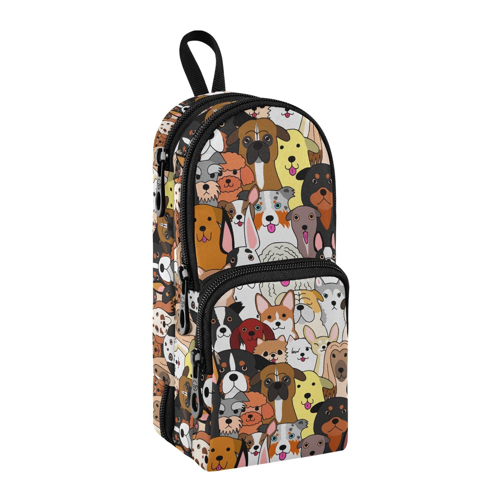 Dog Funny Pencil Bag Big Capacity 3 Compartment Pouch Pen Bag Print Pencil Pen Case