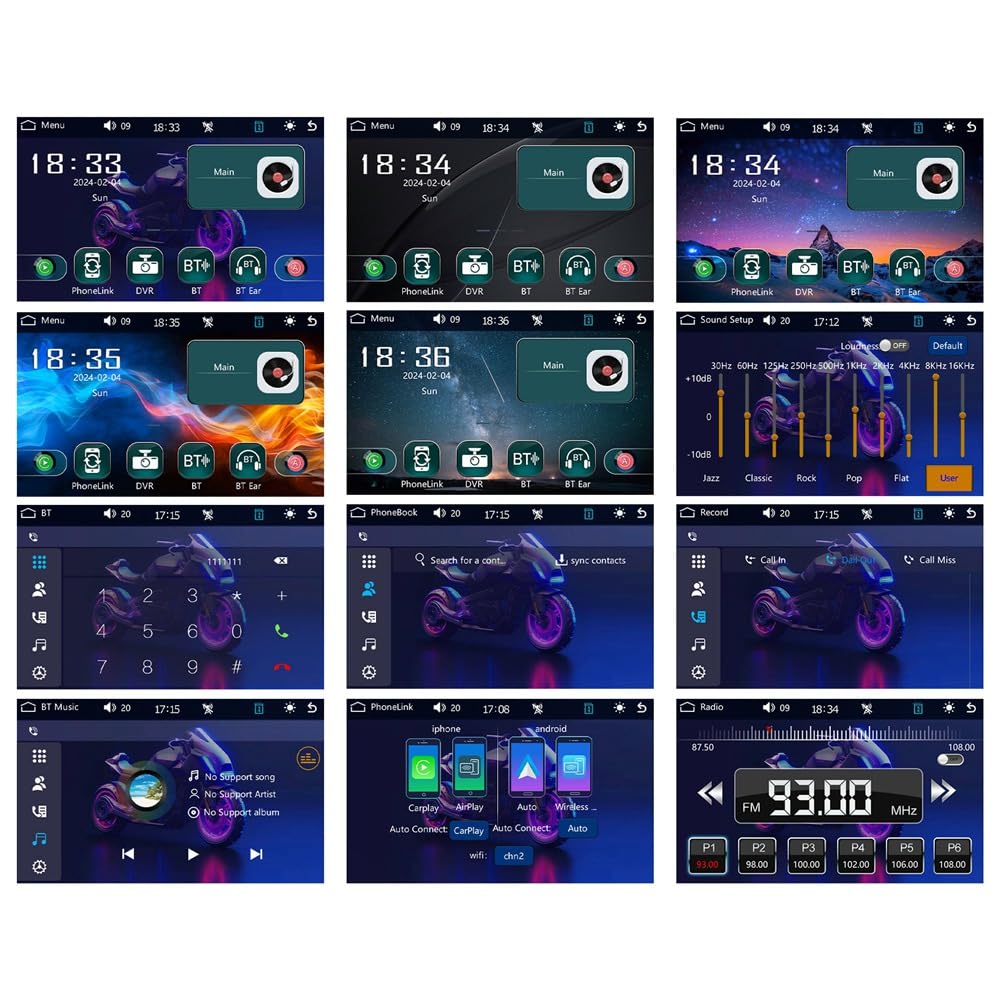 5 Pouces Moto sans Carplay Android Auto Portable Lecteur Intelligent Étanche Moto Affichage DVR, avec Caméra