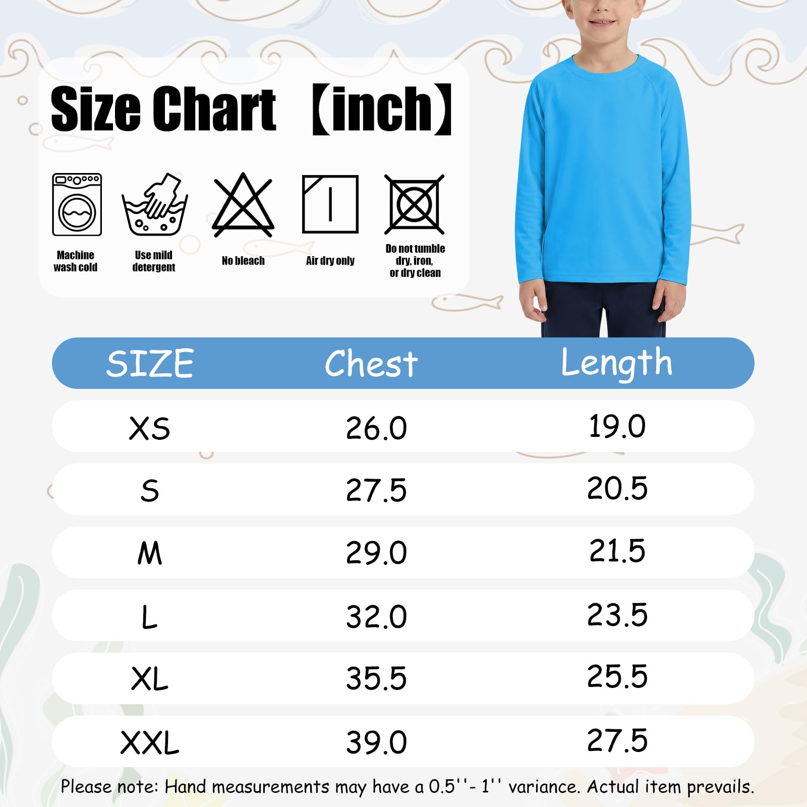 HYCOPROT UPF 50+ Maglietta UV per Bambini a Maniche Lunghe Asciugatura Rapida Maglietta da Bagno, Nuoto Rash Guard Top Traspirante per Ragazzi 5-14 Anni per Sport Acquatici e attività All'Aperto