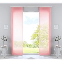 Panel Corredero Gardinenbox Niza 2019032-2 - Juego de 2 Cortinas correderas de algodón (245 x 60 cm), Color Coral Transparente