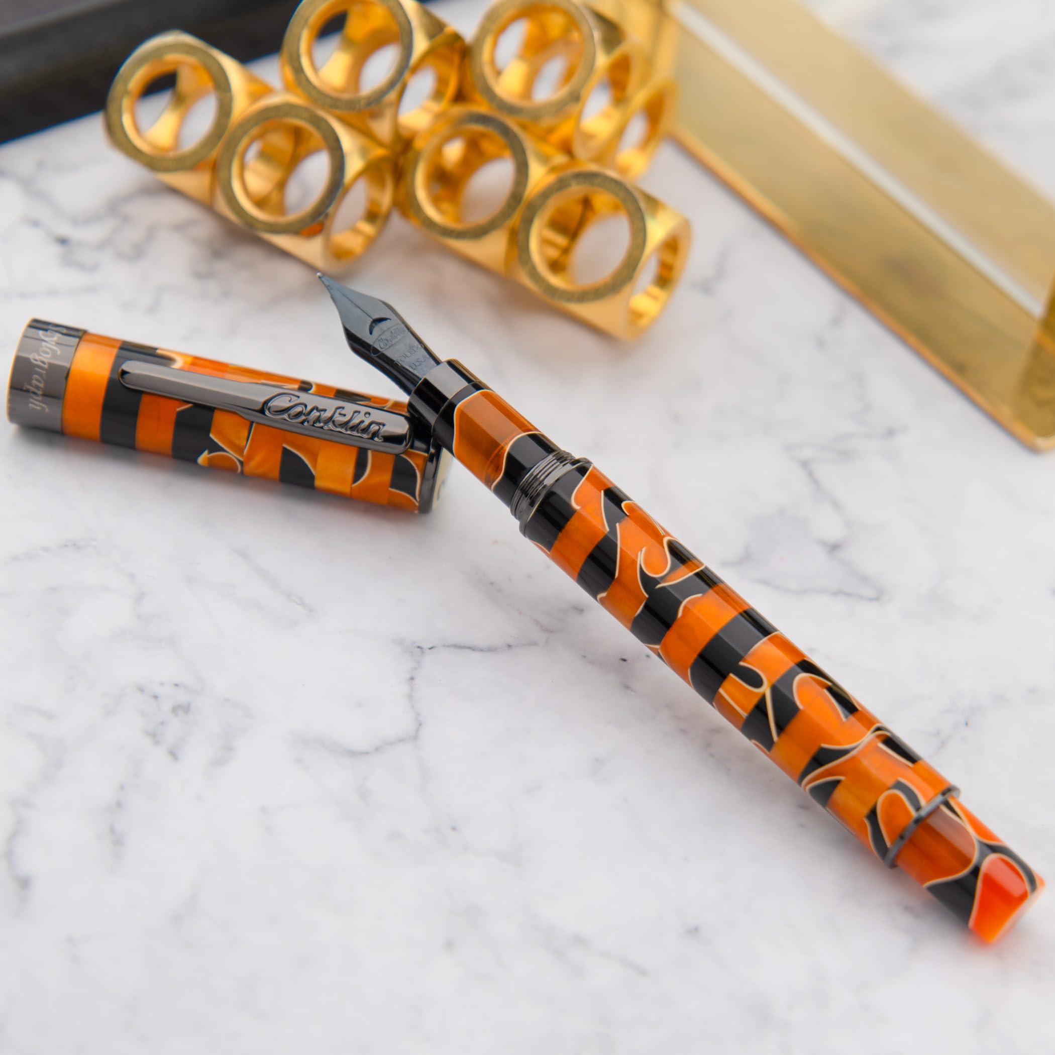 Conklin Stylograph Mosaic Pluma estilográfica Naranja/Negro- B