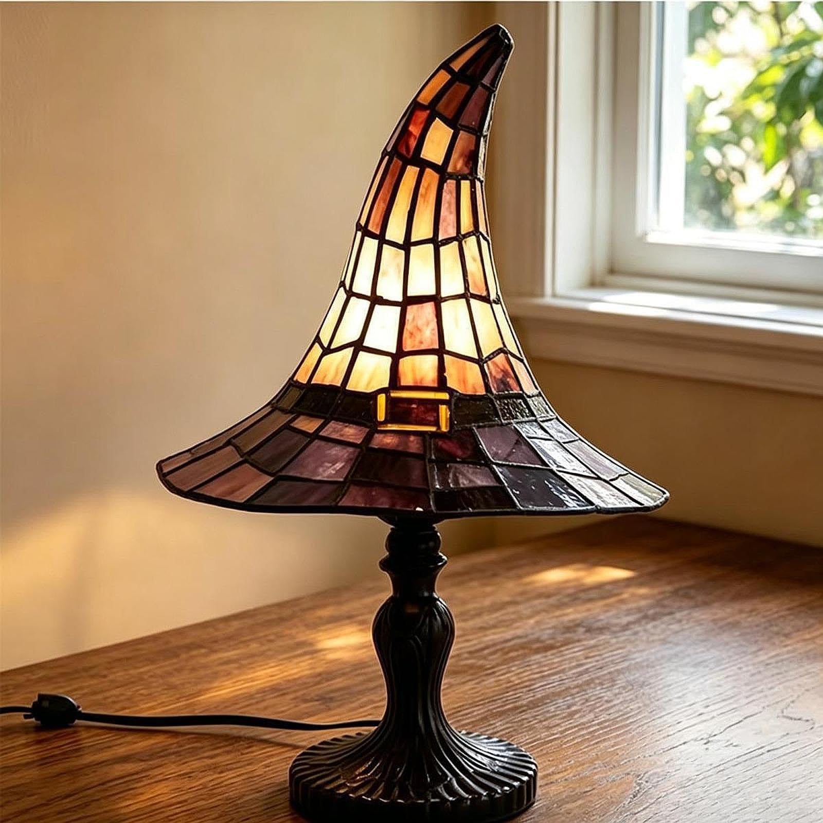 Milageto Lampada a Forma di Cappello da Strega, Realizzata a Mano e Riutilizzabile, Ideale per la Decorazione della casa, per Donne, Come Accessorio, Altezza 30 Cm