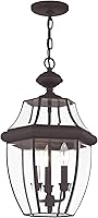 Vista 4 de Livex Lighting 2355-07 Monterey - Linterna colgante de latón macizo con acabado de bronce para exteriores con cristal biselado transparente