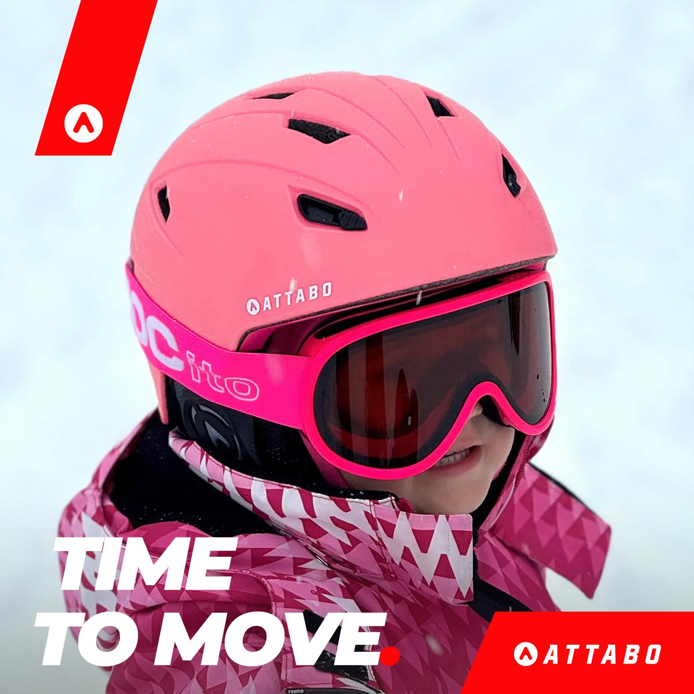 ATTABO S200 Casco da Sci per Bambini | Costruzione In-Mold | Casco sci Bambino con Aerazione Attiva Calzata| Casco sci Donna con Goggle Clip | Casco Ski Regolabile 50-54cm