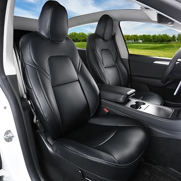 FREEMOTOR802 Car Seat Covers Fits 2020-2024 Tesla Model Y 5-Seats, Black