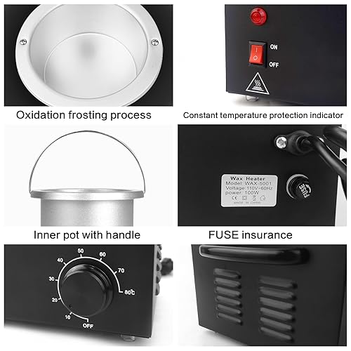 Miniatura 9 de Máquina calentadora de cera portátil doble de 1.2L para depilación sin dolor, calentador de cera profesional para mujeres y hombres con juego de