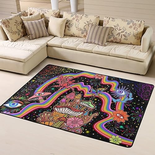 Miniatura 4 de Alfombra antideslizante acogedora para decoración del hogar, alfombra para dormitorio, al aire libre, cocina, alfombra lavable de hongos, flores,