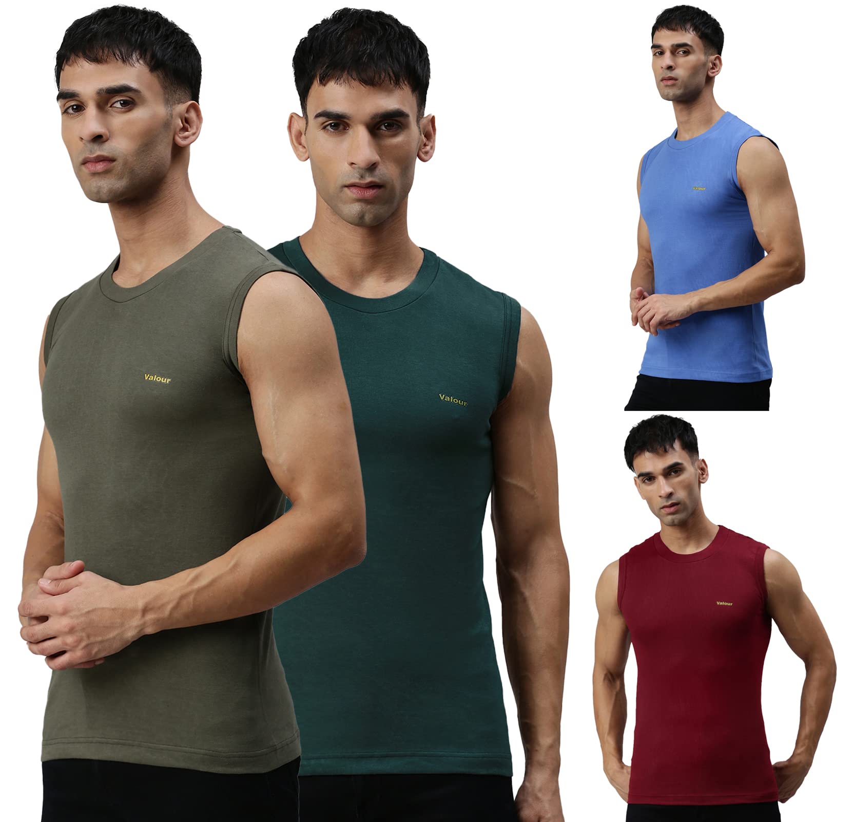 Men's Cotton Modern Fit Vest (Pack of 4) (Color & Prints May Vary)