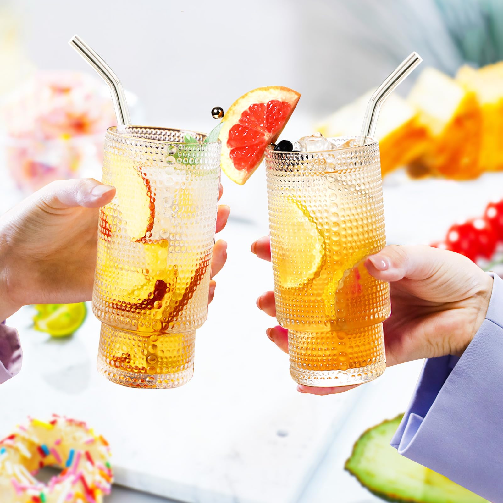 Set 4 Bicchieri In Vetro Con Cannuccia E Coperchio - 350ml, Per Cocktail E Bevande - Foto 4