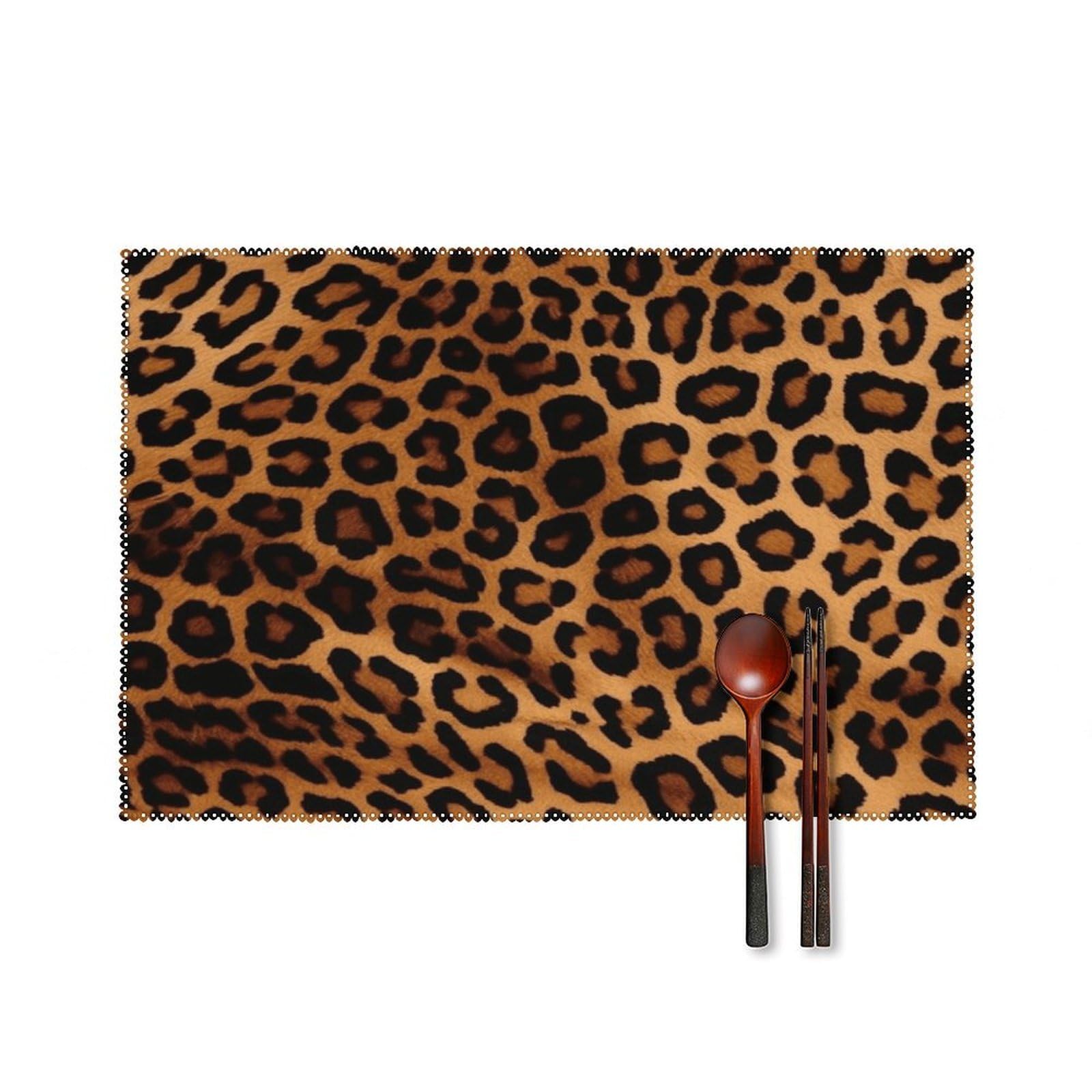 Cool Cheetah Leopard Placemats Set of 4 Canvas Washable Cloth Place Mats Wipeable Heat Resistant Table Mats Elegant Cloth Placemat for Kitchen Dinning Party Table Decor 12" X 18"