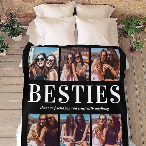 Miniatura 4 de Manta de fotos personalizada para amigos, mejor amiga, Navidad, manta de cama personalizada con collage de 9 fotos para mamá, papá, manta