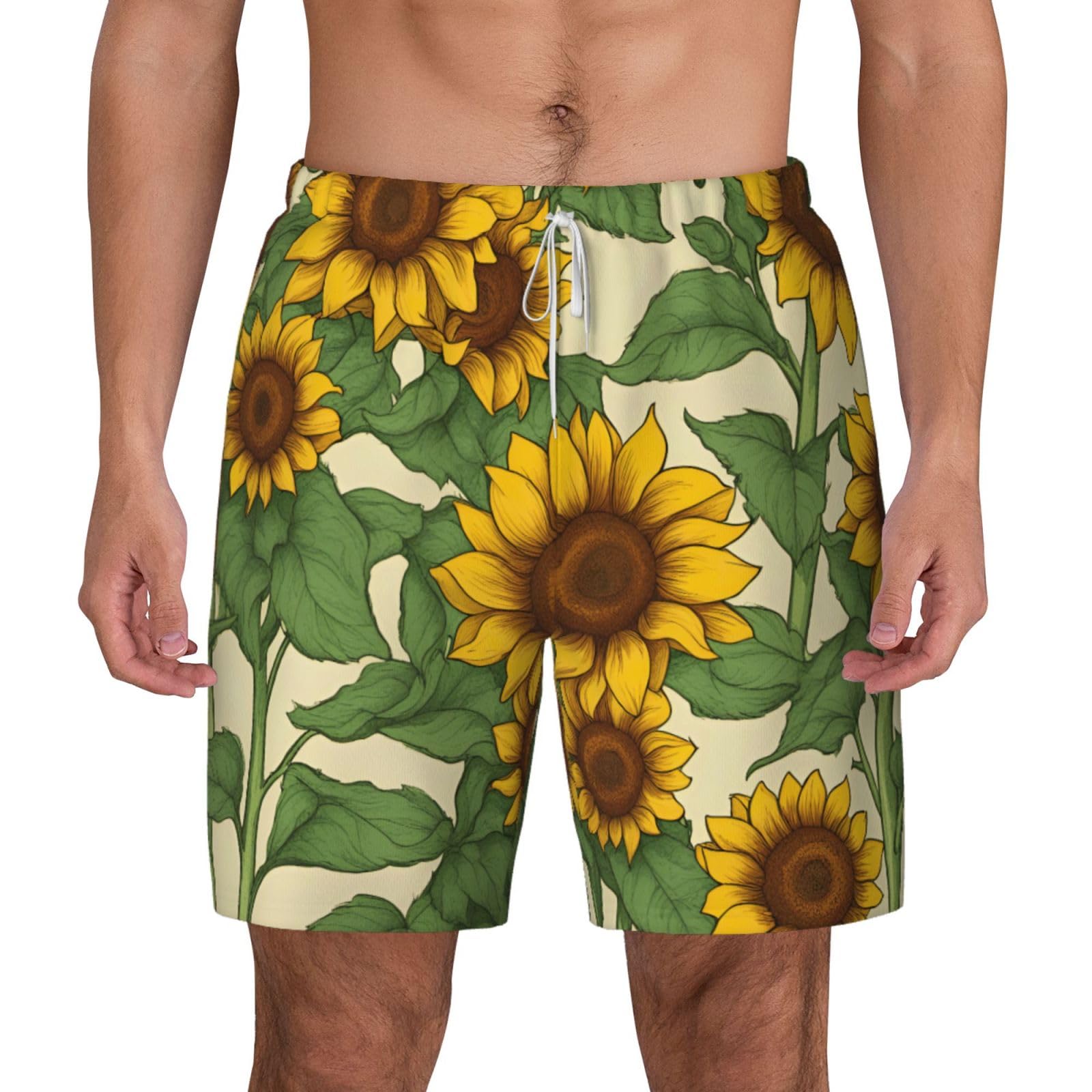 Ropa de playa para hombre: bañador transpirable de girasoles 8